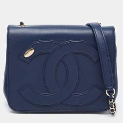 Chanel Blue Leather Small CC Mania Flap Bag Chanel