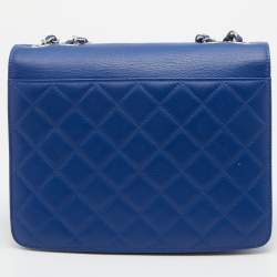 Pre Owned Chanel Blue Quilted Caviar Leather Business Affinity Flap Bag