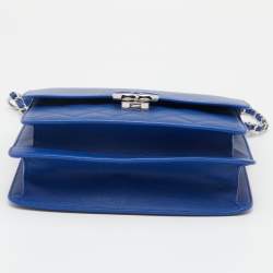 Pre Owned Chanel Blue Quilted Caviar Leather Business Affinity Flap Bag
