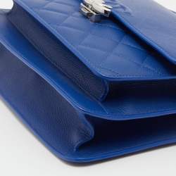 Pre Owned Chanel Blue Quilted Caviar Leather Business Affinity Flap Bag