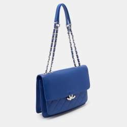 Pre Owned Chanel Blue Quilted Caviar Leather Business Affinity Flap Bag