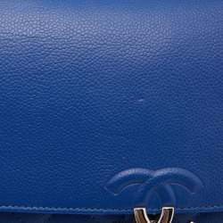 Pre Owned Chanel Blue Quilted Caviar Leather Business Affinity Flap Bag