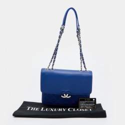 Pre Owned Chanel Blue Quilted Caviar Leather Business Affinity Flap Bag