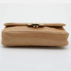 Pre Owned Chanel Metallic Gold Leather Pearl CC Crystal Iridescent Flap Bag