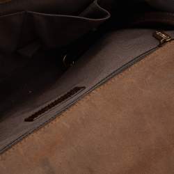 Pre Owned Chanel Brown/Olive Green Quilted Leather Paris-Edinburgh Large Boy Bag