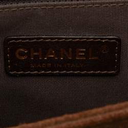 Pre Owned Chanel Brown/Olive Green Quilted Leather Paris-Edinburgh Large Boy Bag