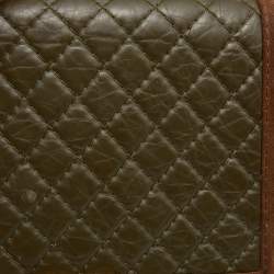 Pre Owned Chanel Brown/Olive Green Quilted Leather Paris-Edinburgh Large Boy Bag
