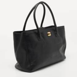 Pre Owned Chanel Black Leather Cerf Shopper Tote