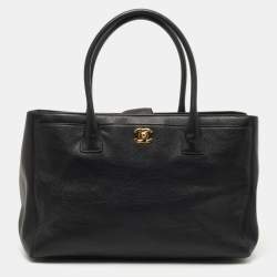 Pre Owned Chanel Black Leather Cerf Shopper Tote