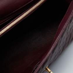 Pre Owned Chanel Burgundy Quilted Caviar Leather and Lizard Coco Flap Top Handle Bag