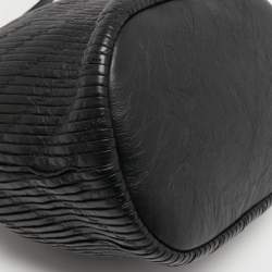 Pre Owned Chanel Black Leather Coco Pleats Drawstring Bag