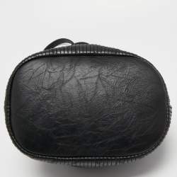 Pre Owned Chanel Black Leather Coco Pleats Drawstring Bag