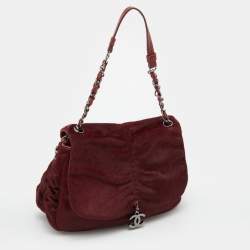 Pre Owned Chanel Burgundy Calf Hair and Leather CC Sharpei Flap Bag