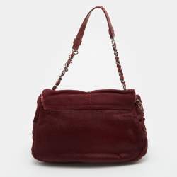 Pre Owned Chanel Burgundy Calf Hair and Leather CC Sharpei Flap Bag