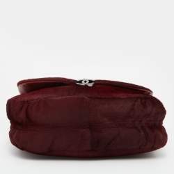 Pre Owned Chanel Burgundy Calf Hair and Leather CC Sharpei Flap Bag