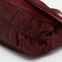 Pre Owned Chanel Burgundy Calf Hair and Leather CC Sharpei Flap Bag