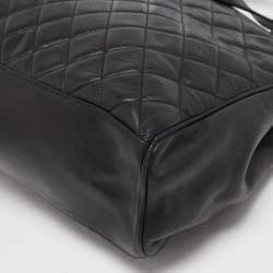 Pre Owned Chanel Black Quilted Leather Vintage Zip Tote