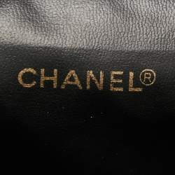 Pre Owned Chanel Black Quilted Leather Vintage Zip Tote