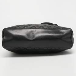 Pre Owned Chanel Black Quilted Leather Vintage Zip Tote