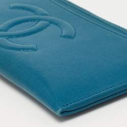 Chanel Blue Leather CC Timeless Zip Wallet