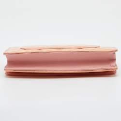 Chanel Peach Quilted Patent Leather CC Wallet on Chain
