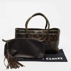 Pre Owned Chanel Multicolor Python Cerf Shopper Tote