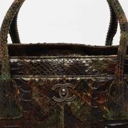 Pre Owned Chanel Multicolor Python Cerf Shopper Tote