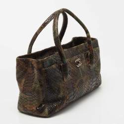 Pre Owned Chanel Multicolor Python Cerf Shopper Tote