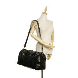 Pre Owned Chanel Black Leather CC Boston Bag