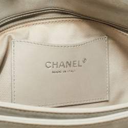 Pre Owned Chanel Light Blue Quilted Shimmer Leather Large Just Mademoiselle Bag
