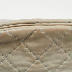Pre Owned Chanel Light Blue Quilted Shimmer Leather Large Just Mademoiselle Bag