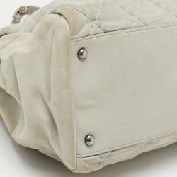 Pre Owned Chanel Light Blue Quilted Shimmer Leather Large Just Mademoiselle Bag