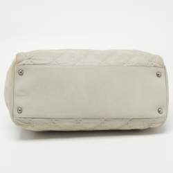 Pre Owned Chanel Light Blue Quilted Shimmer Leather Large Just Mademoiselle Bag