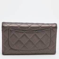 Chanel Grey Quilted Leather Flap Continental Wallet