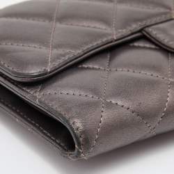 Chanel Grey Quilted Leather Flap Continental Wallet
