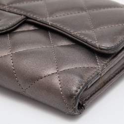 Chanel Grey Quilted Leather Flap Continental Wallet
