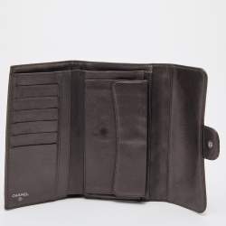 Chanel Grey Quilted Leather Flap Continental Wallet