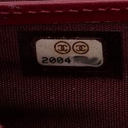 Chanel Dark Red Patent Leather CC Timeless Zip Around Wallet