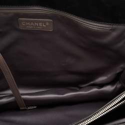 Pre Owned Chanel Dark Grey Quilted Leather Large Shopping Tote