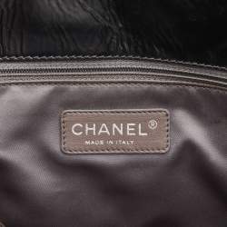 Pre Owned Chanel Dark Grey Quilted Leather Large Shopping Tote