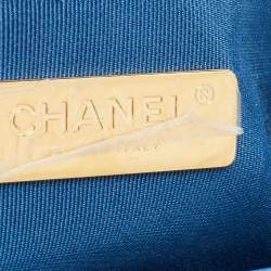 Pre Owned Chanel Blue Quilted Leather CC 19 Flap Bag