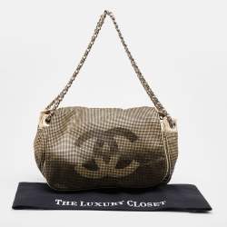 Pre Owned Chanel Metallic Gold/Brown Perforated Leather Hollywood Accordion Flap Bag