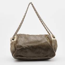 Pre Owned Chanel Metallic Gold/Brown Perforated Leather Hollywood Accordion Flap Bag