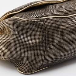 Pre Owned Chanel Metallic Gold/Brown Perforated Leather Hollywood Accordion Flap Bag