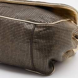 Pre Owned Chanel Metallic Gold/Brown Perforated Leather Hollywood Accordion Flap Bag