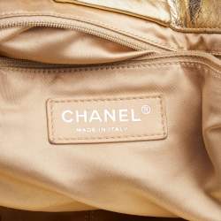 Pre Owned Chanel Metallic Gold/Brown Perforated Leather Hollywood Accordion Flap Bag