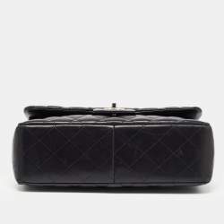 Pre Owned Chanel Black Quilted Lambskin Leather Jumbo Classic Double Flap Bag