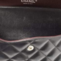 Pre Owned Chanel Black Quilted Lambskin Leather Jumbo Classic Double Flap Bag