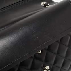 Pre Owned Chanel Black Quilted Lambskin Leather Jumbo Classic Double Flap Bag