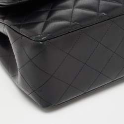 Pre Owned Chanel Black Quilted Lambskin Leather Jumbo Classic Double Flap Bag
